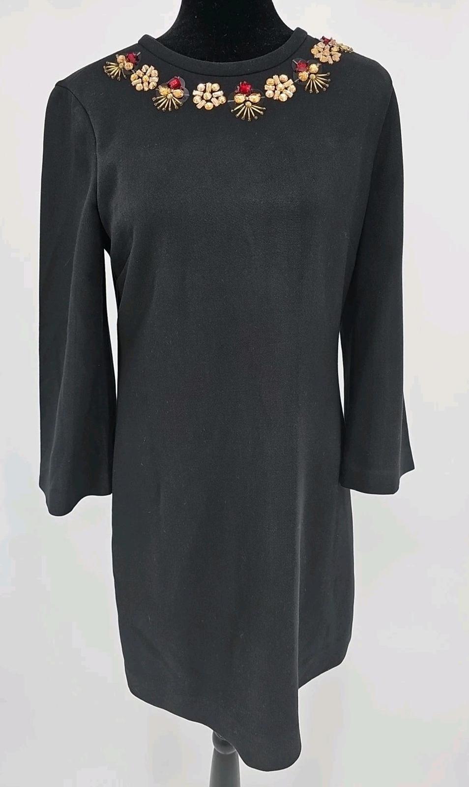 Kate Spade Lucy Jeweled Neckline Knit Shift Dress Black size 6