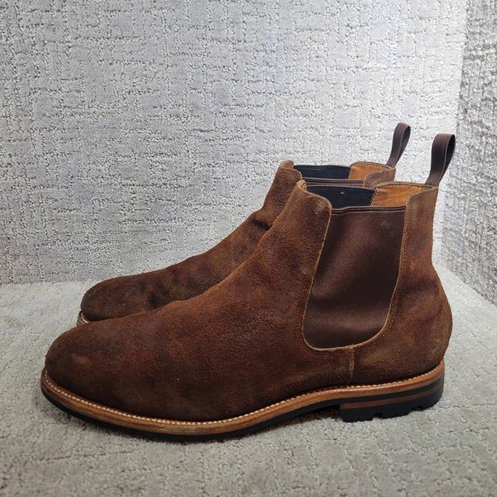 Grant Stone Men's Size US 11.5 EE Dark Oak Roughout Suede Pull On Chelsea Boots
