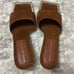 Good American The Standout Square Toe Slide Brown Gold Detail Women’s Sz 5 NWOB