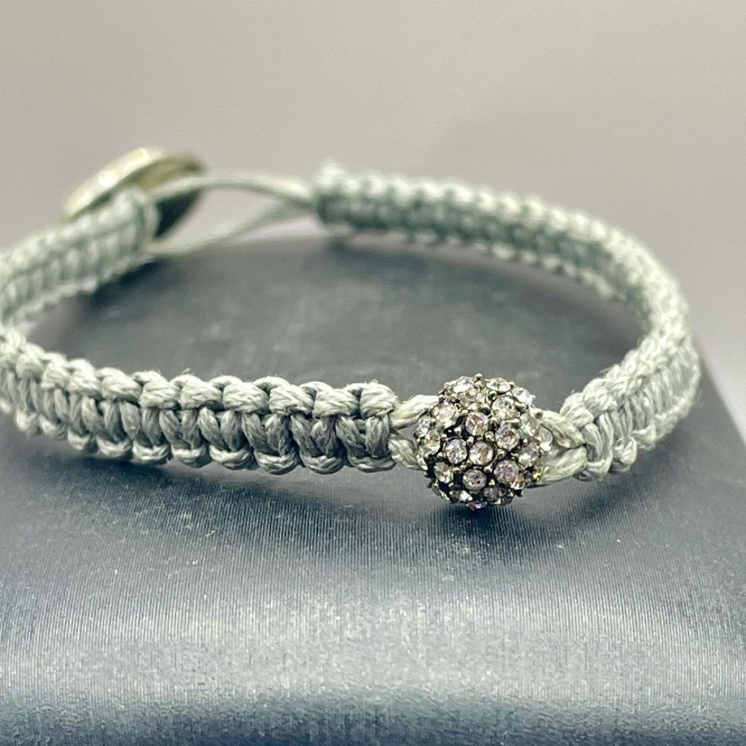 American Eagle Outfitters Grey Braided Rope Bracelet & Crystal Charm. 6 3/4 inch