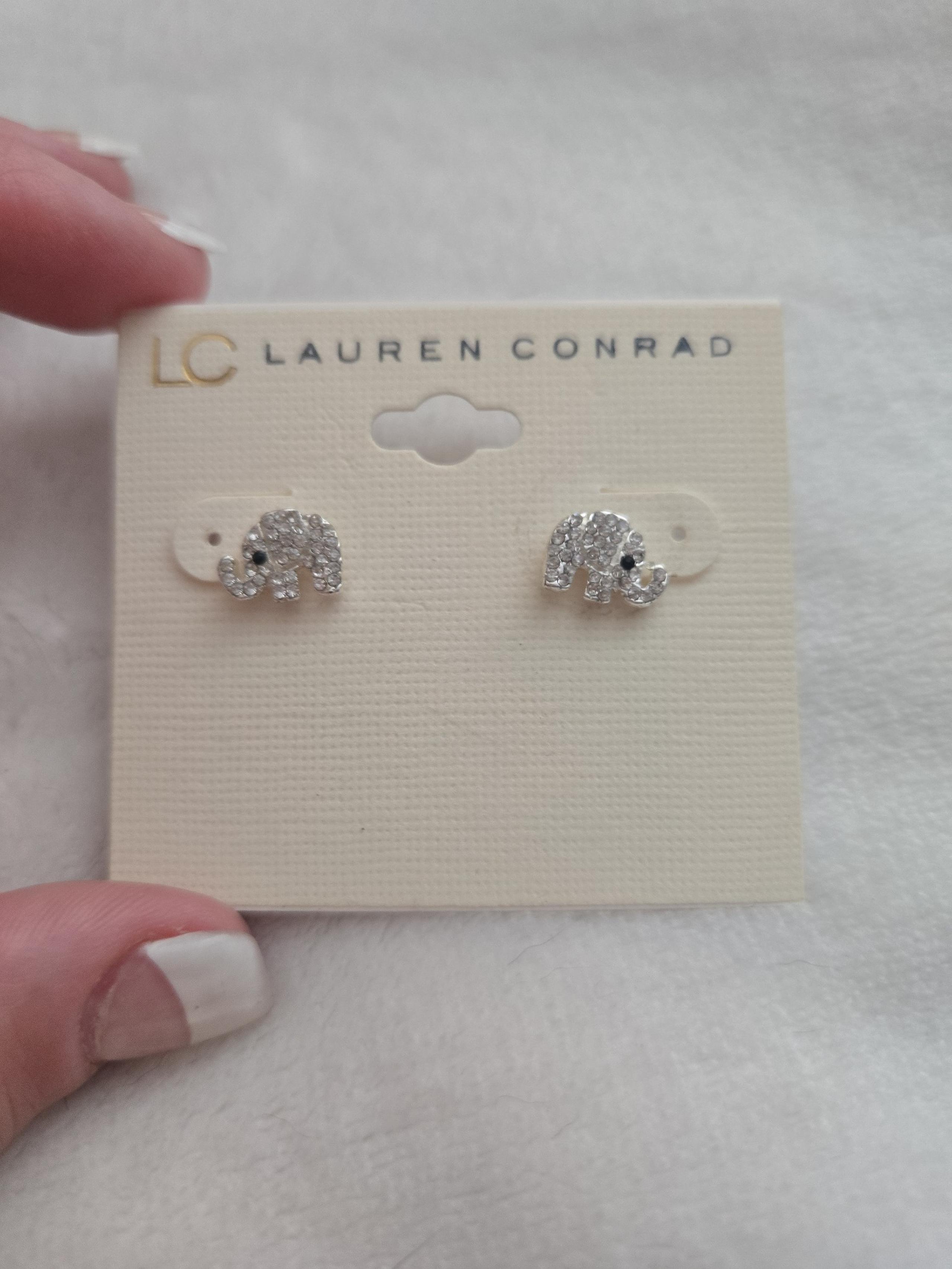 Brand New LC Lauren Conrad Glitter Bling Elephant Pierced Earrings Set