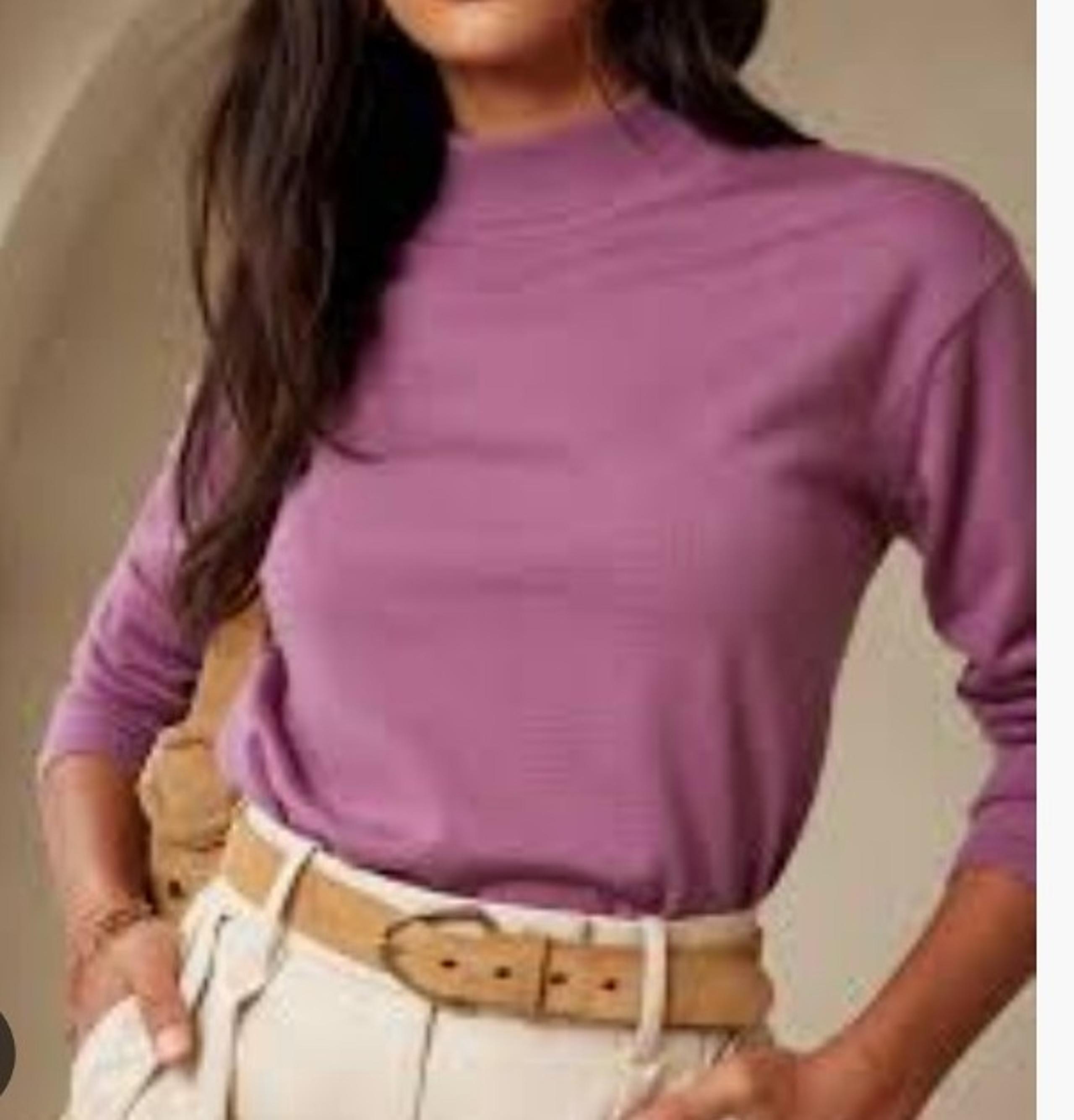 Banana Republic Adoro Mock Neck Sweater 100% Merino Wool Purple Size L