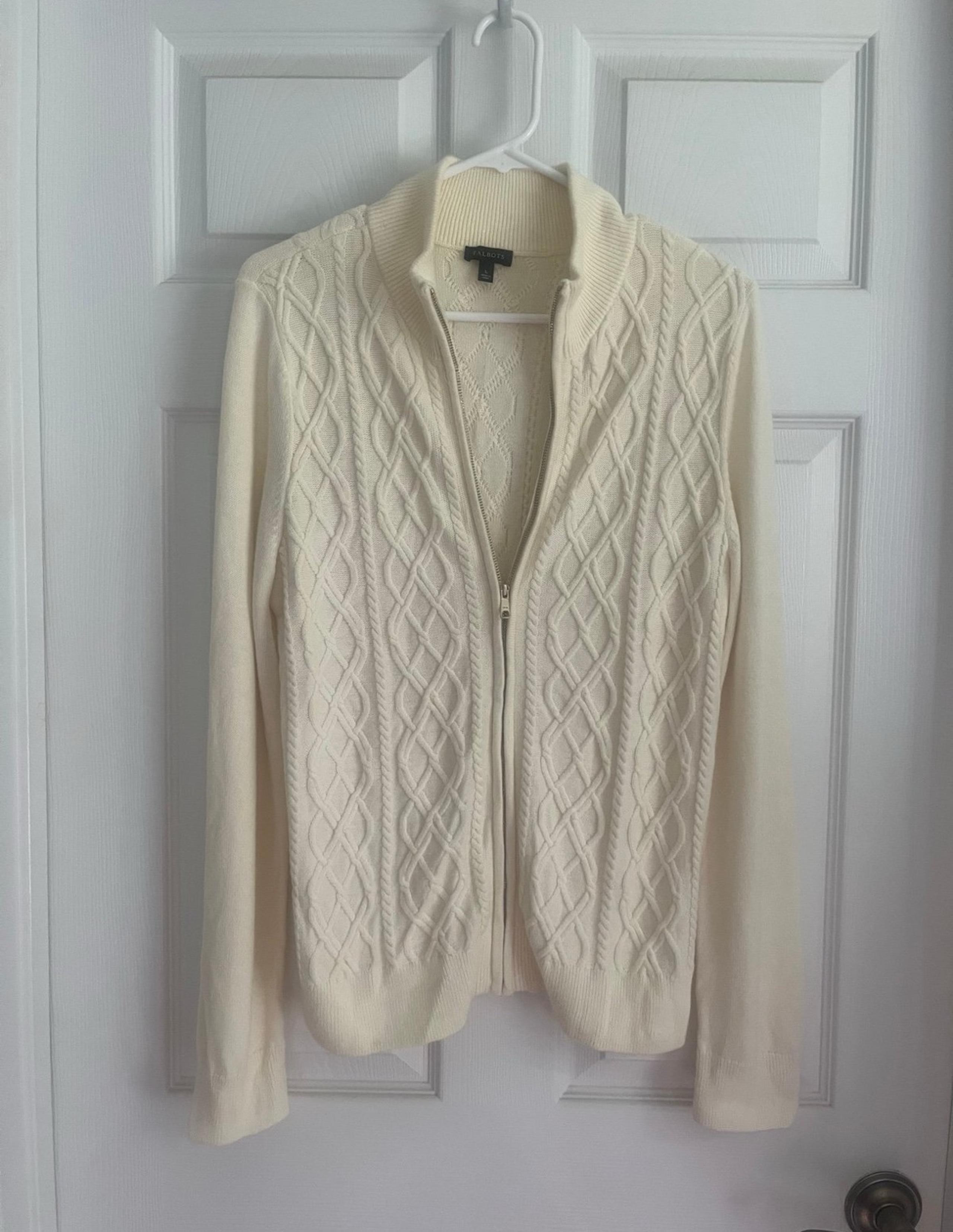 Talbots Wool Blend Cable Knit Sweater Cardigan