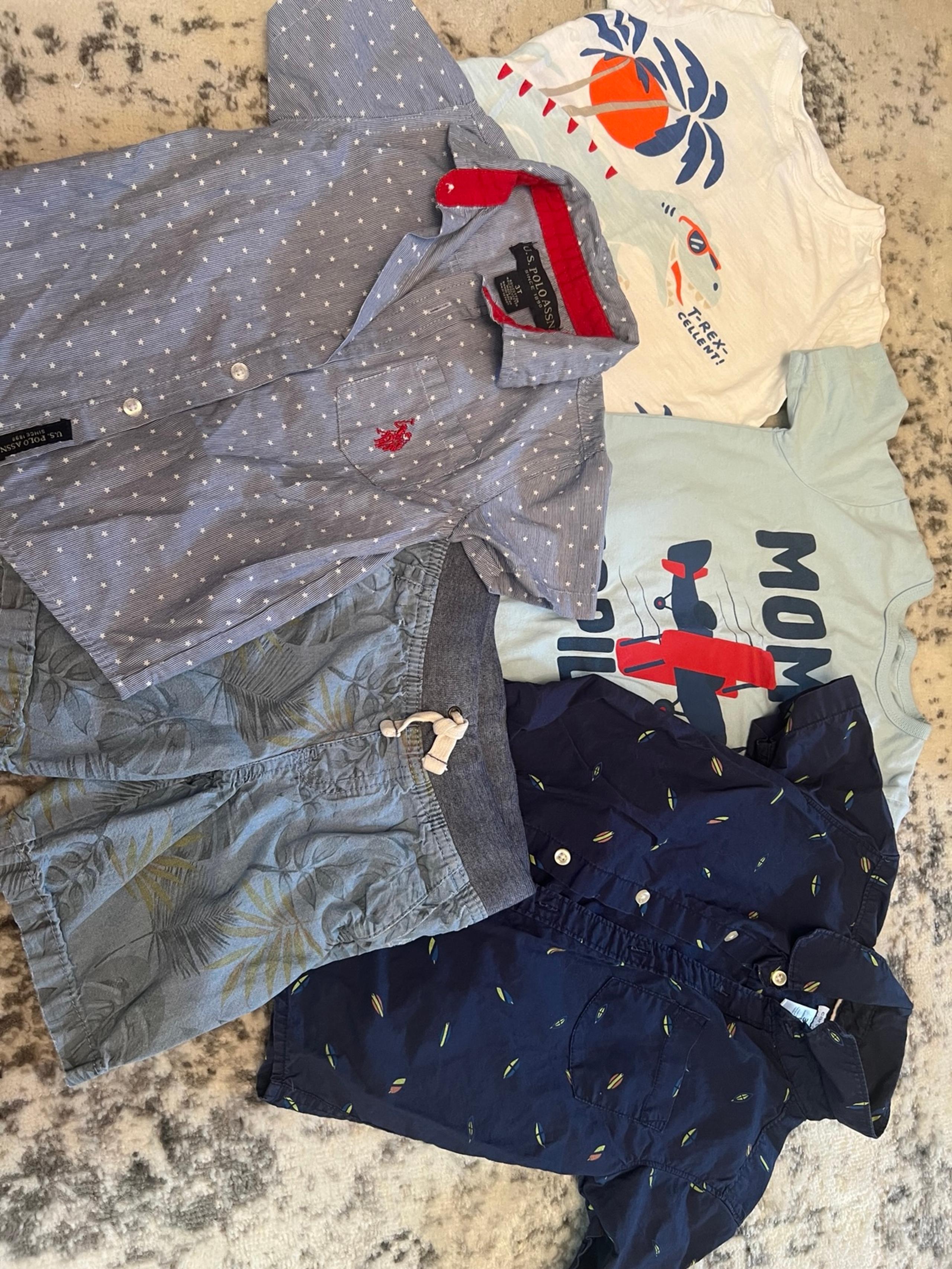 Toddler Boy 3T Summer Clothes Bundle - Polo, Collar Button Up