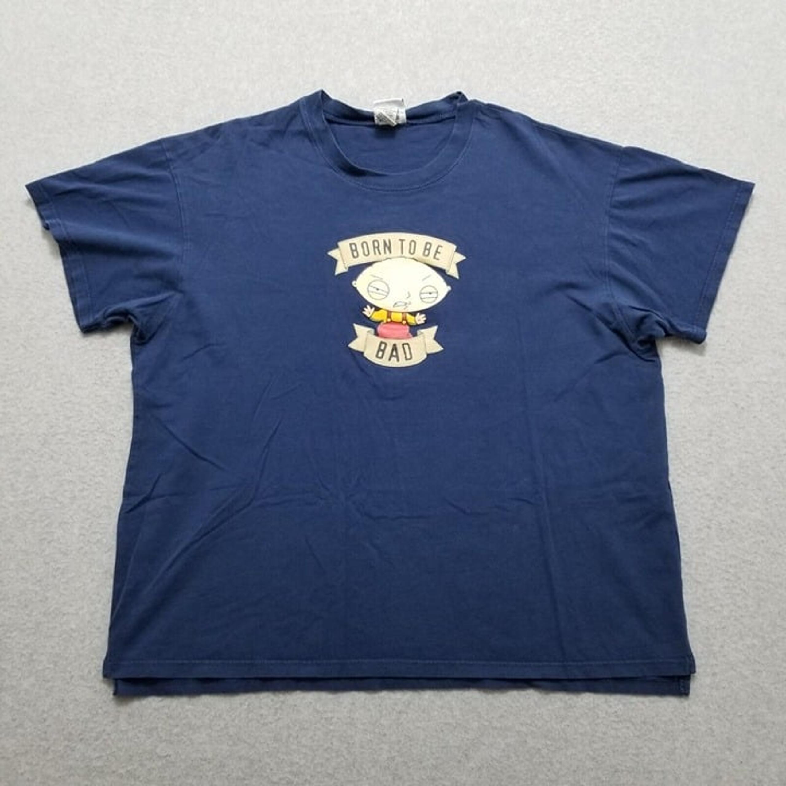 Family Guy Shirt Mens Large Blue Short Sleeve Crew Neck Stewie Griffin Boxy