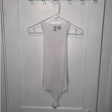 New Joie Ribbed High Neckline White Sleeveless Thong Bodysuit size M