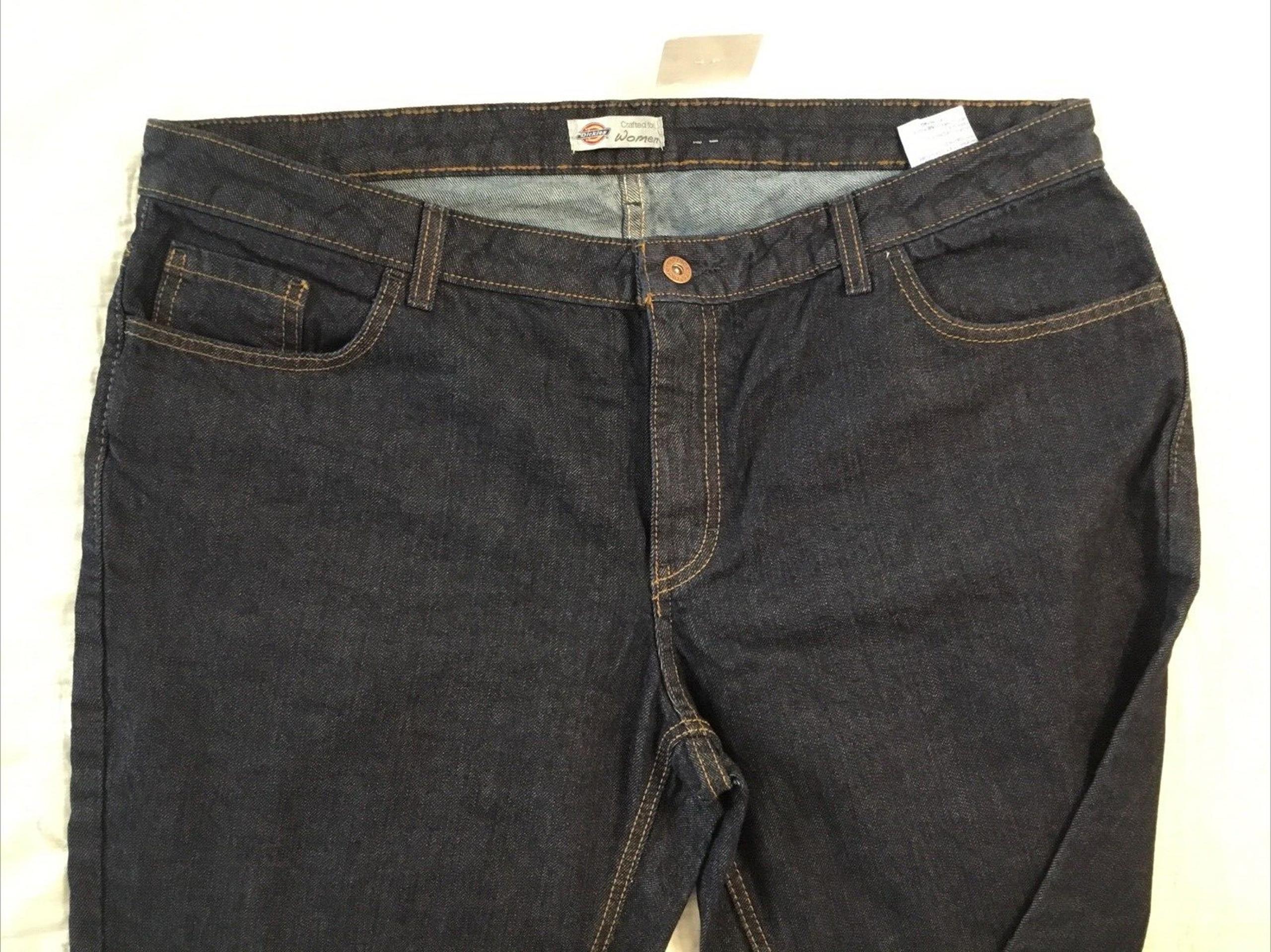 NWT Dickies Womens Crafted Relaxed Boot Cut Navy Denim Jeans Sz 14 Tall Mid Rise