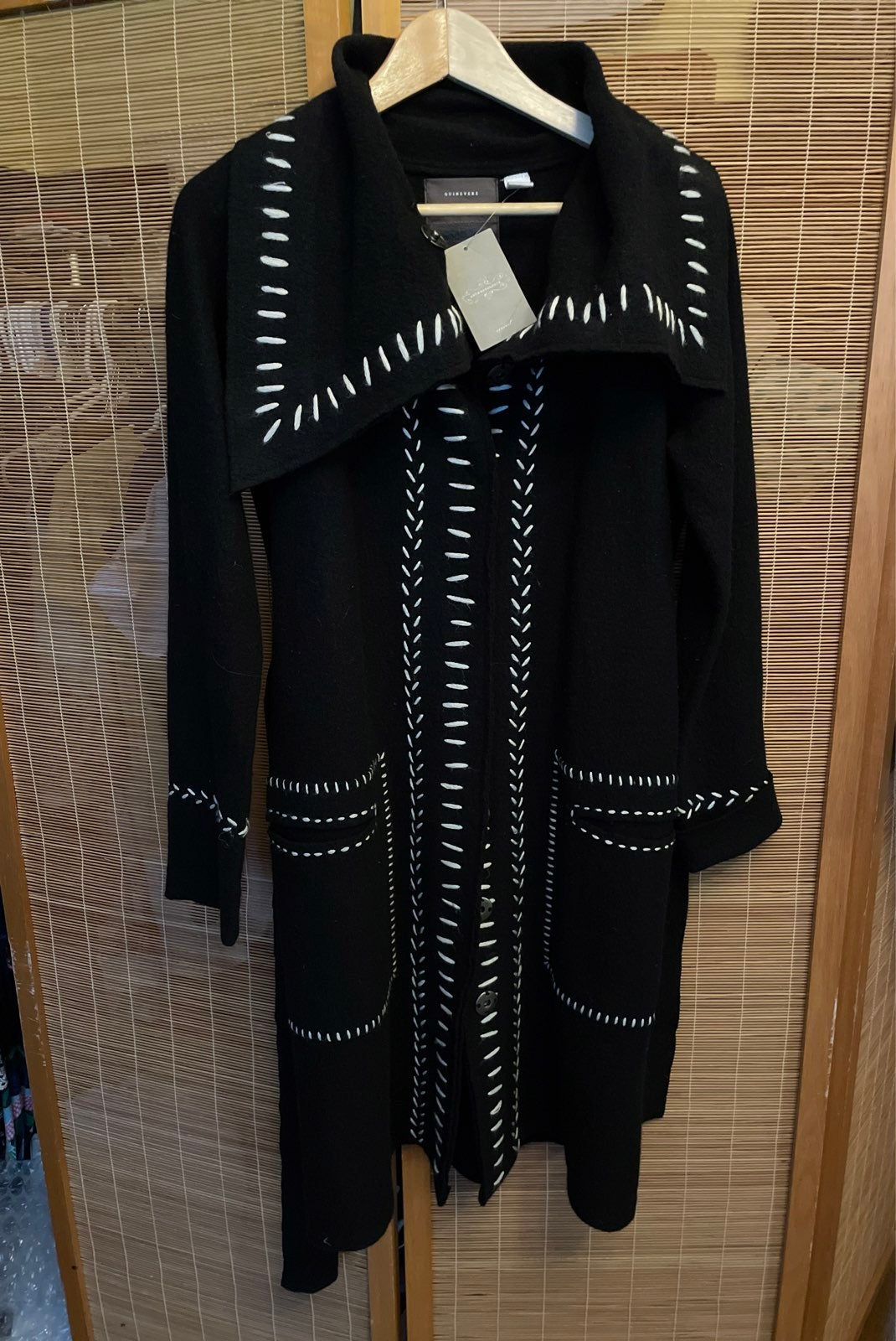 Nwt anthropologie guinevere cardigan small black belted wool sweater coat