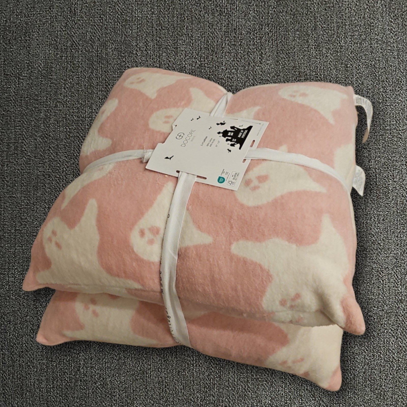 2 Super Soft Pastel Pink ghosts pillows