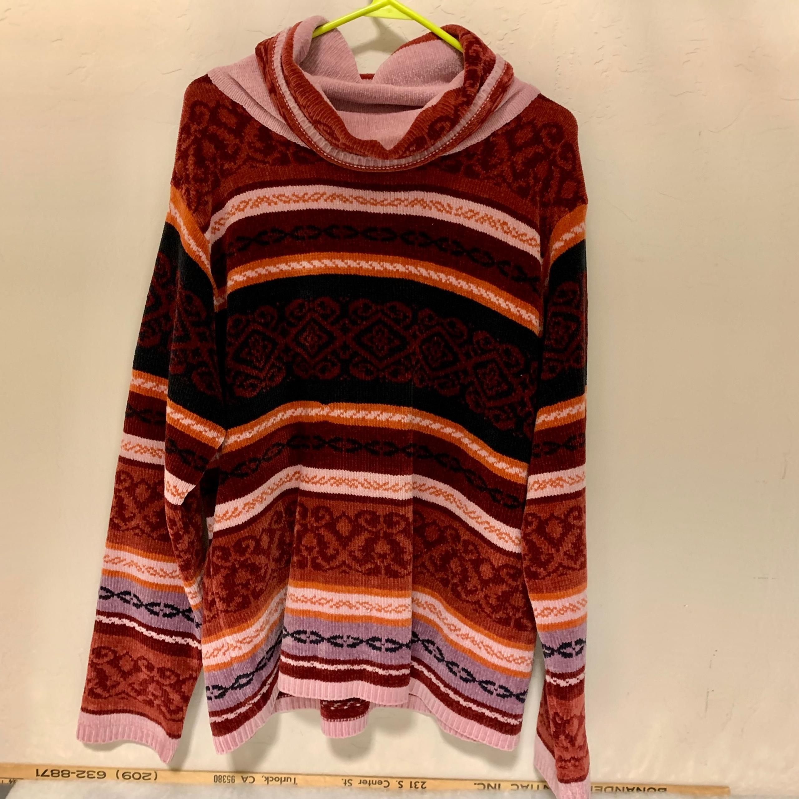 Sweater  White Stag Sweater Women's XL Large Turtleneck Long Sleeve Knit Red And