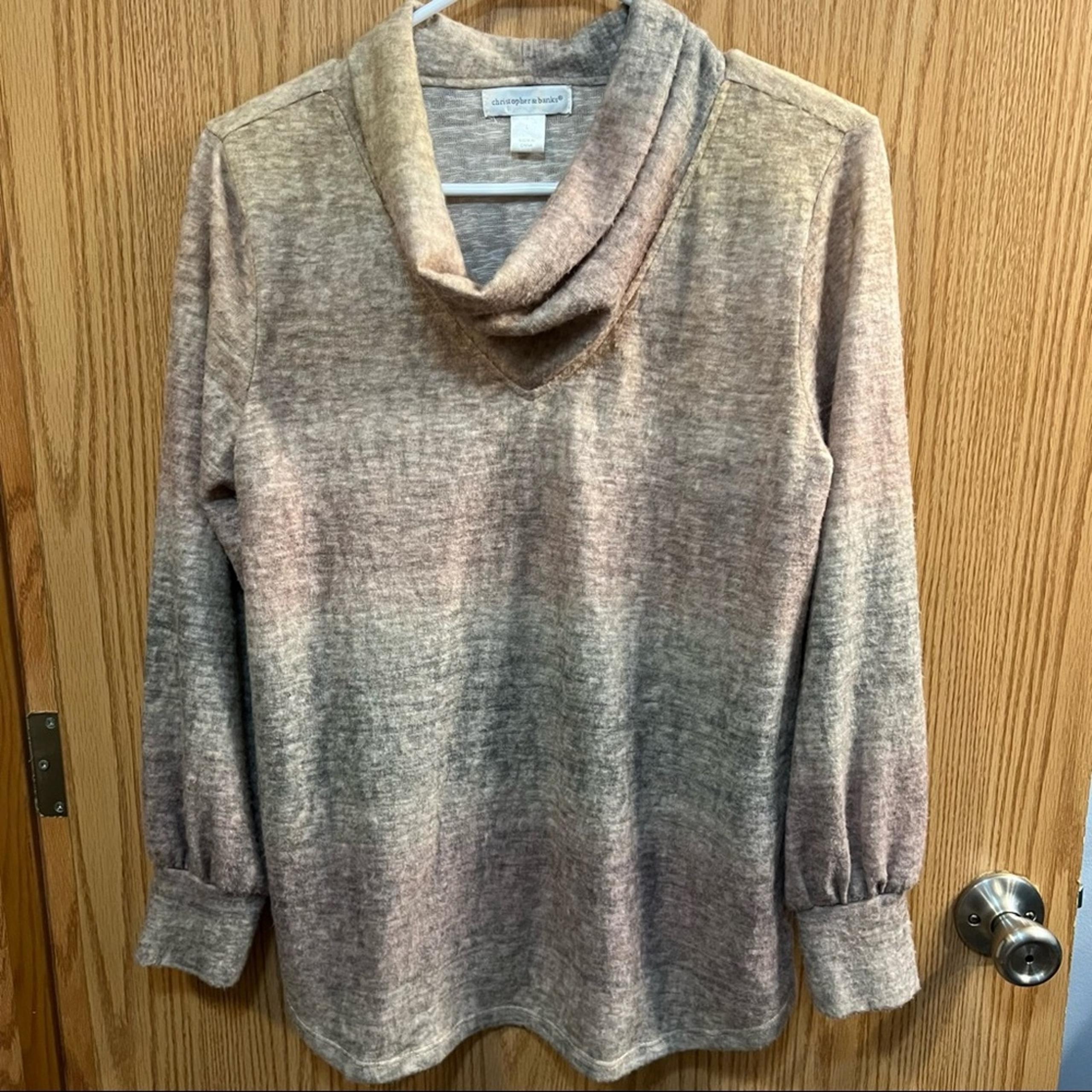 Christopher & Banks Ombré Stripe Cowl Neck Lightweight Sweater Womens Size Large