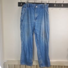 Carhartt B13 DST faded vintage dungree fit denim worn utility jeans size 36x32