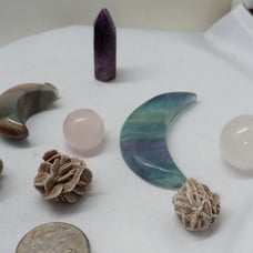 Crystal bundle with moons,desert rose,mini spheres and point