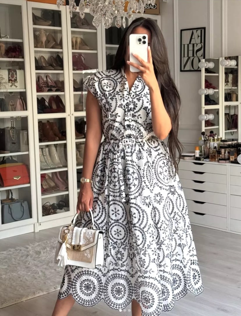 ZARA NEW CONTRAST EMBROIDERED DRESS ZW COLLECTION MEDIUM
