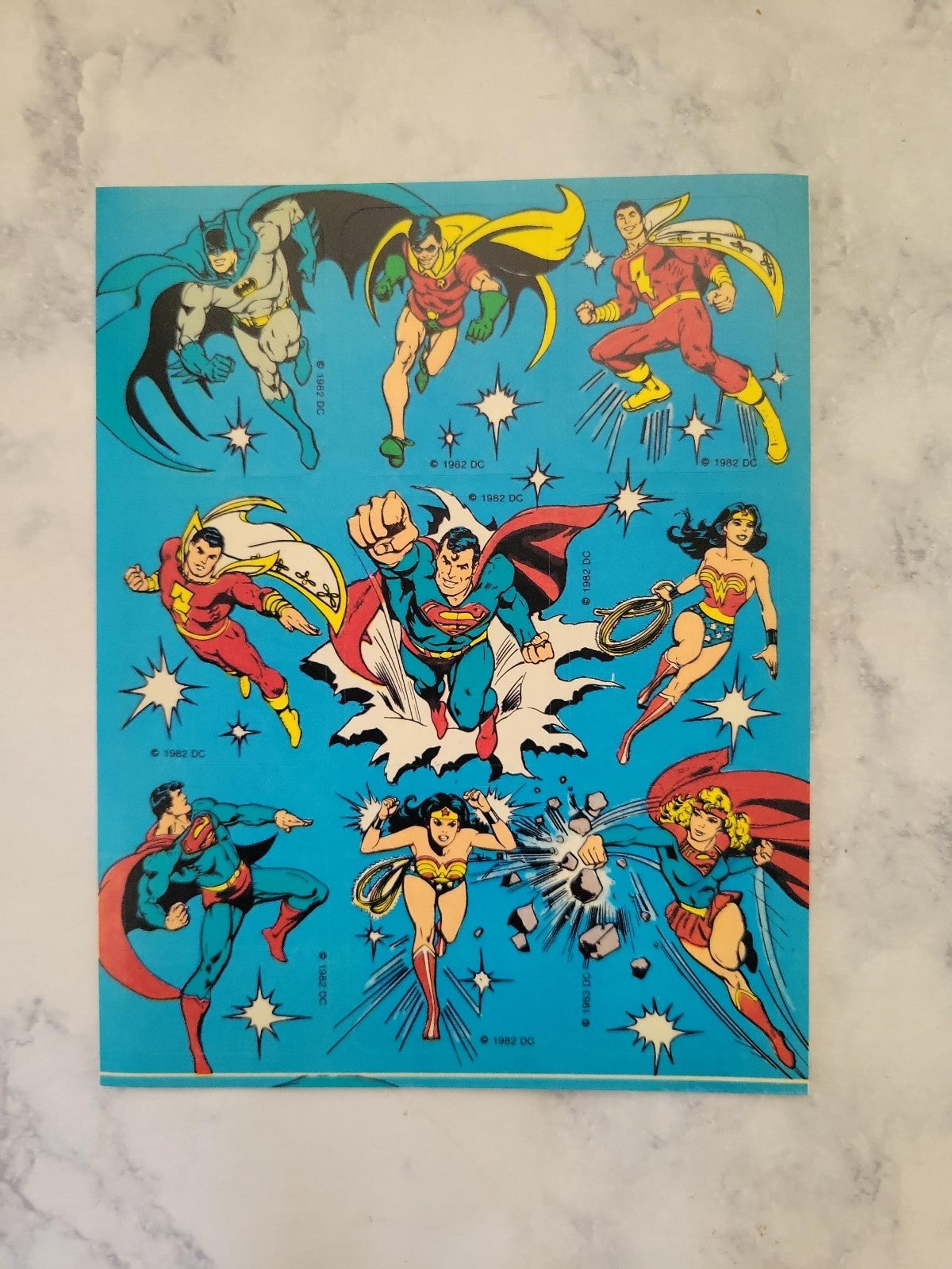 DC Comics Vintage Superhero Sticker Sheet 1982