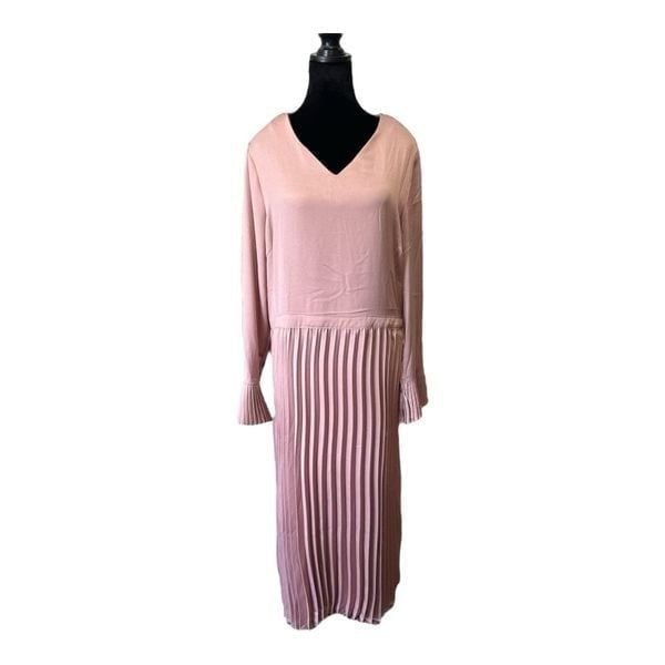Sweet Salt Pleated Rose Blush Pink Pleated Dress Pleated Sleeve Cuffs Size 14/16