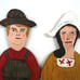 Vintage primitive wood cutout figures outsider folk art pilgrims farmhouse decor