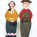 Vintage primitive wood cutout figures outsider folk art pilgrims farmhouse decor