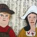 Vintage primitive wood cutout figures outsider folk art pilgrims farmhouse decor