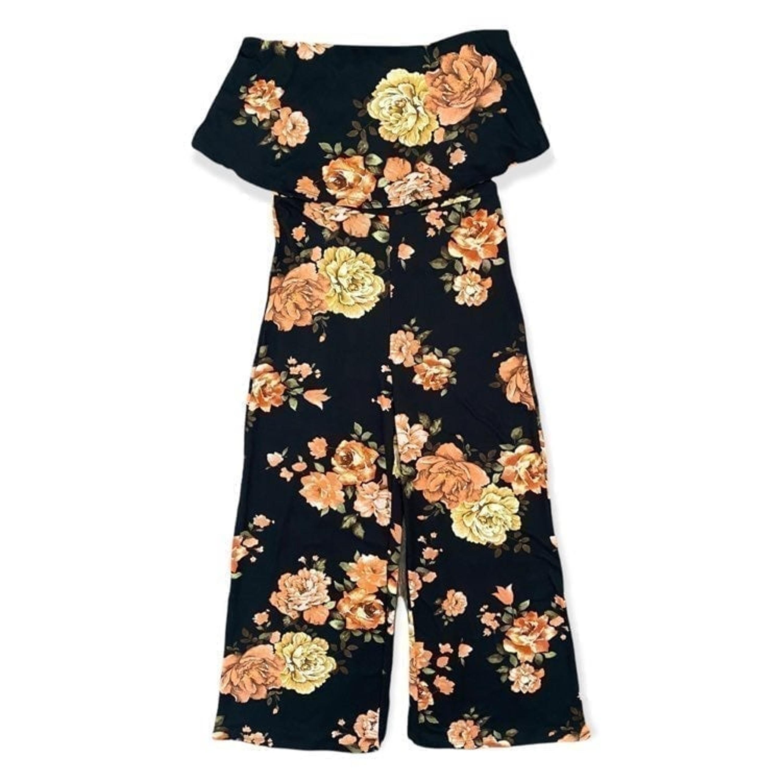 Heart & Hips Off The Shoulder Wide Leg Palazzo Floral Jumpsuit Women’s Small
