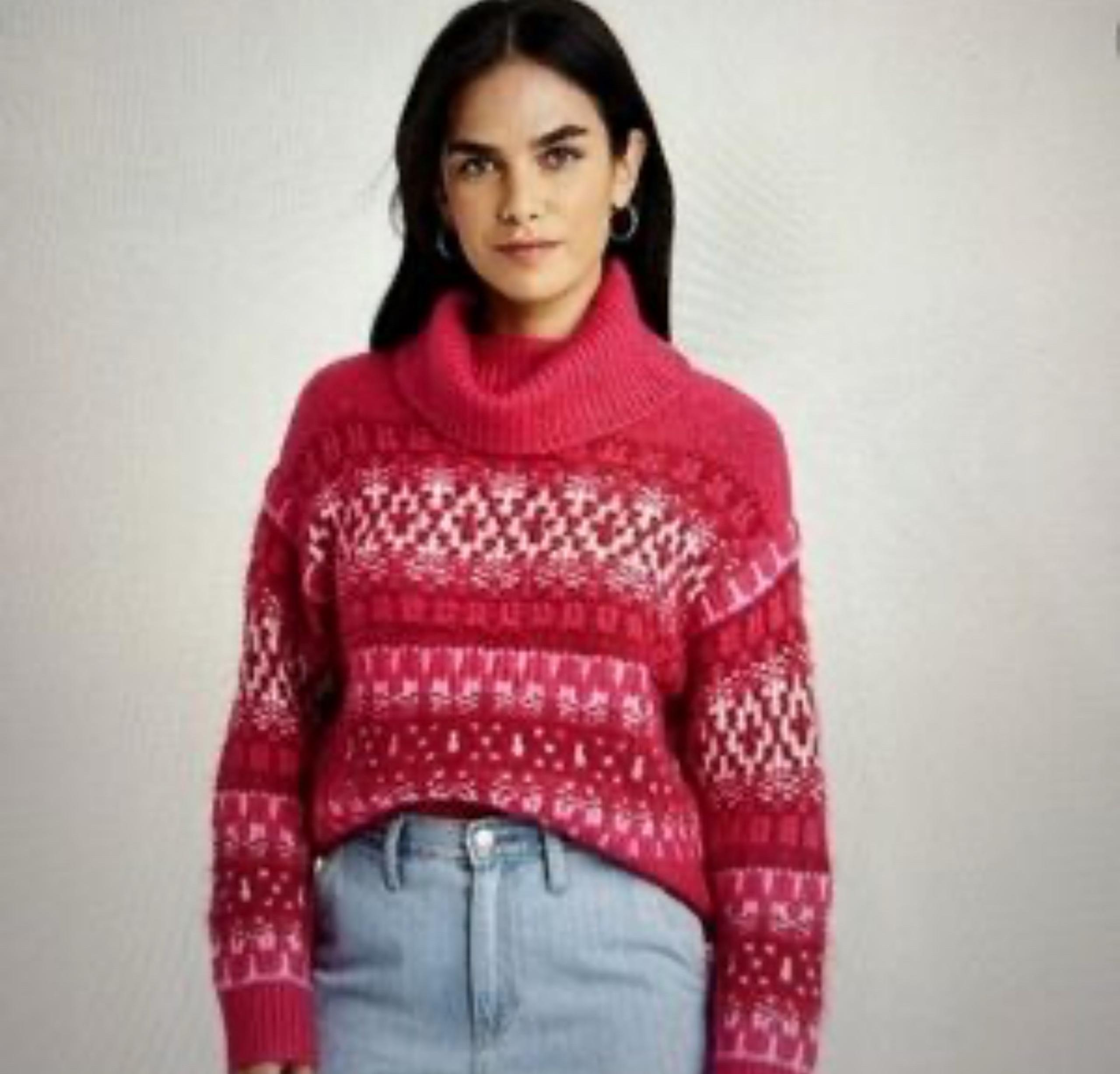 Universal Thread Sweater Pink Red Knit Long Sleeve Top Womens Size XXLarge