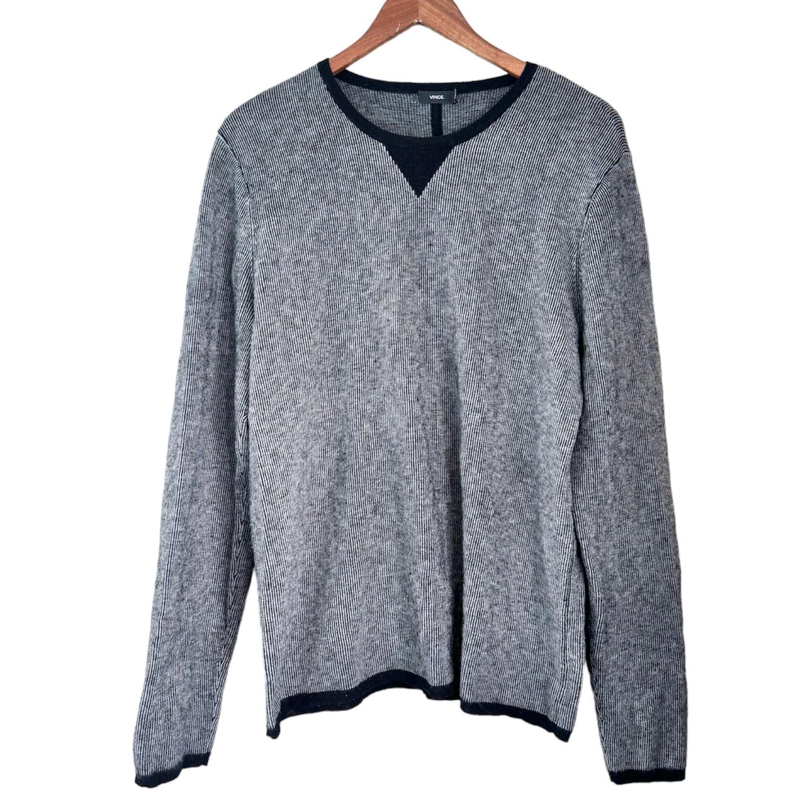 Vince MENS Cashmere Blend Pullover Fine Knit Sweater Gray Size Large