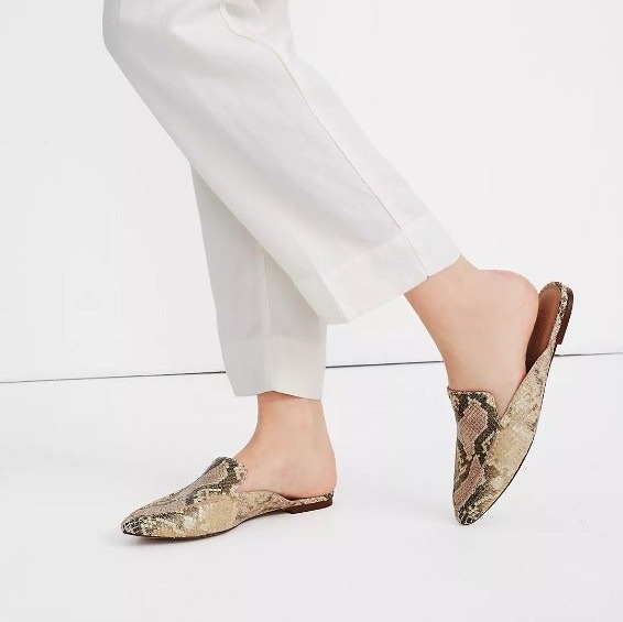 Madewell Frances Skimmer Snake Embossed Mules