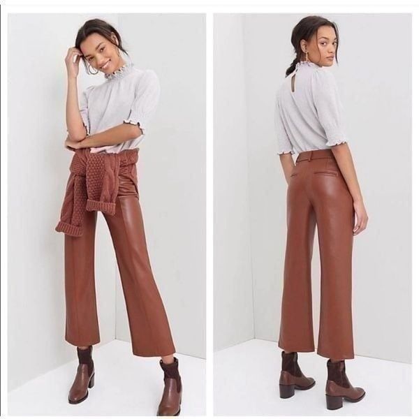 Anthropologie Avec Les Filles Angelike Faux Leather Cropped Wide Leg Pants 1X