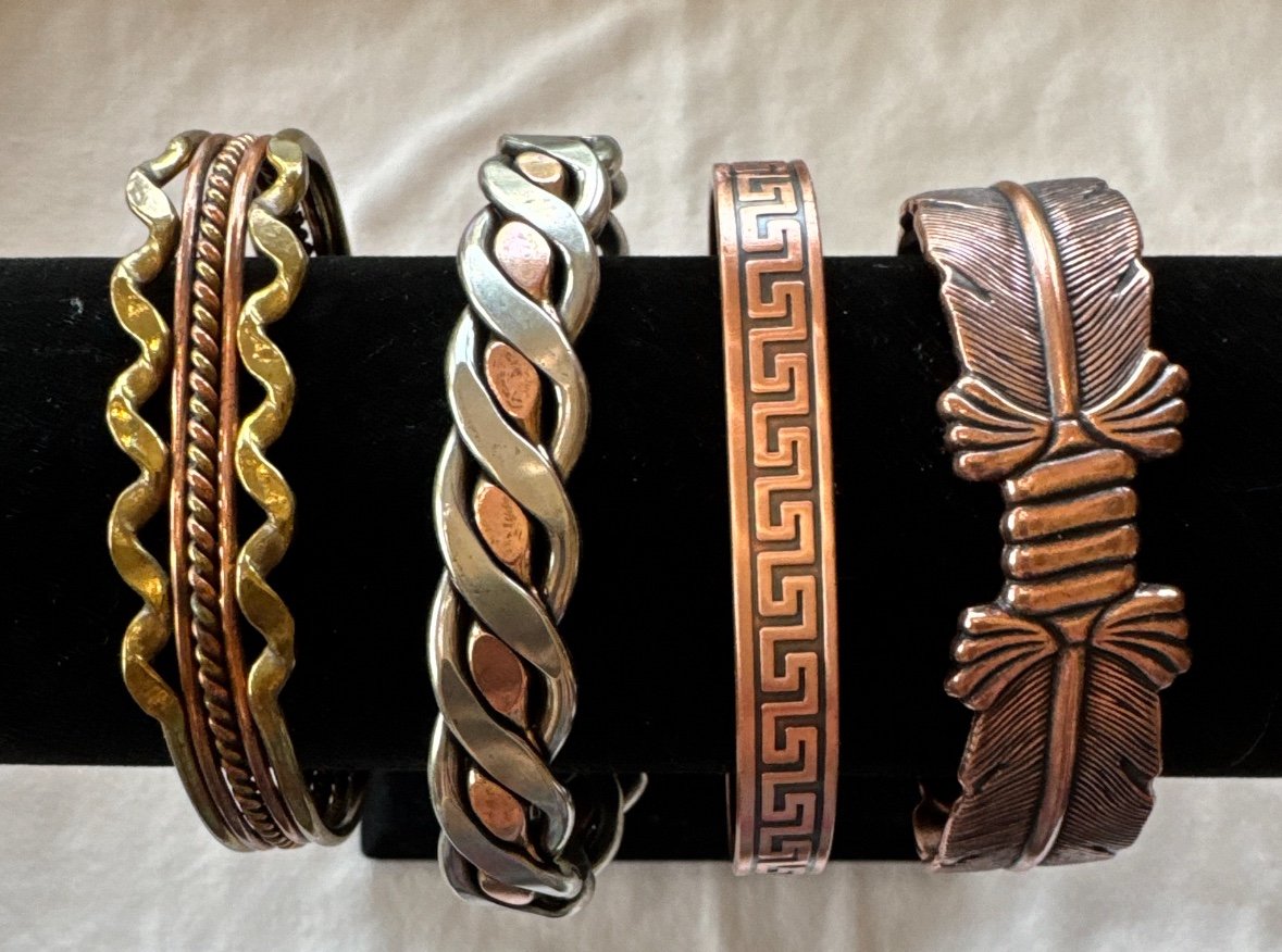 Lot #42 4 Adjustable Copper Cuffs - 4 different unique designs