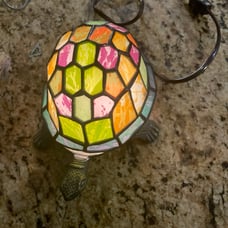 VTG Stained Glass Tiffany Style Turtle Accent Lamp Blue/Green Multicolored 8”