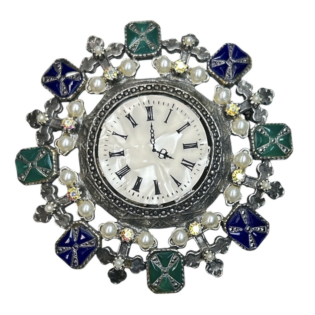 Vintage Large ART Arthur Pepper Pocket Watch Faux Look Brooch Mode-Art