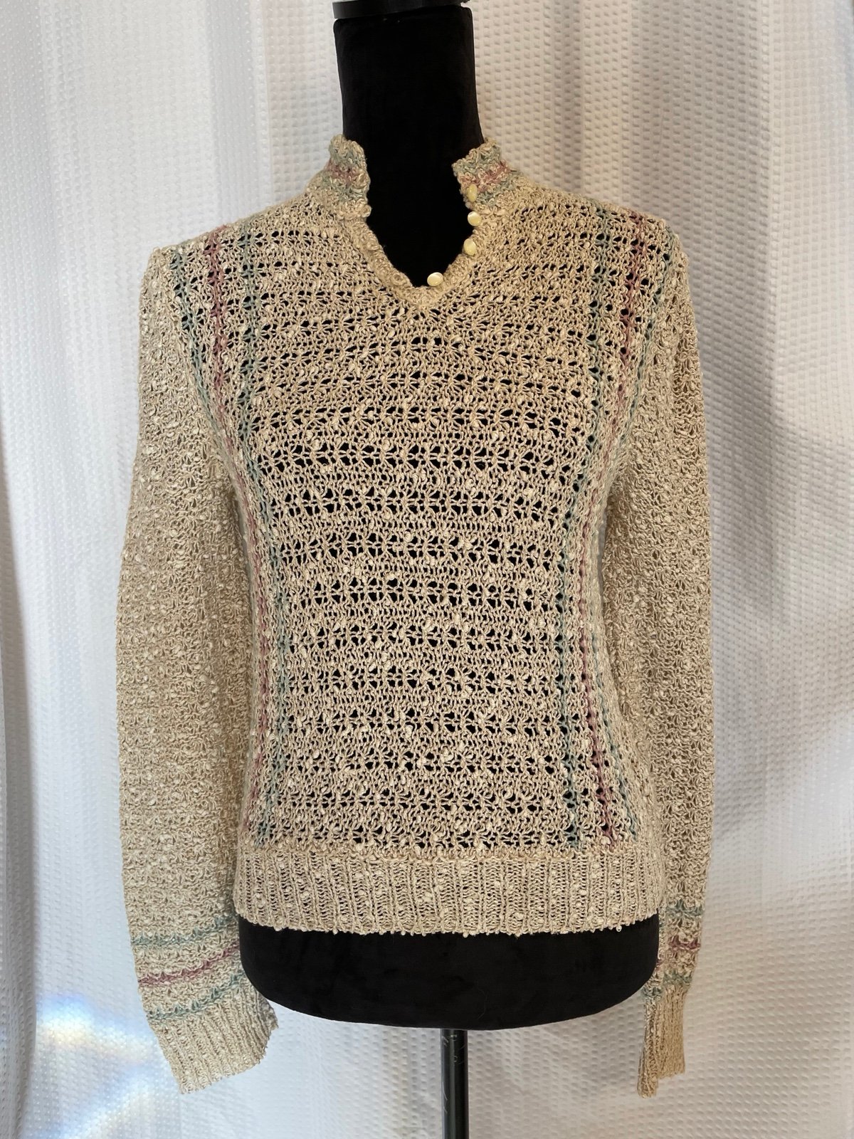 Pallas Hand Loomed 100% Irish Linen Open Weave Sweater Size Medium