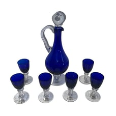 Vintage Home Essentials Blue Empress Glass 7 Piece Cordial Set