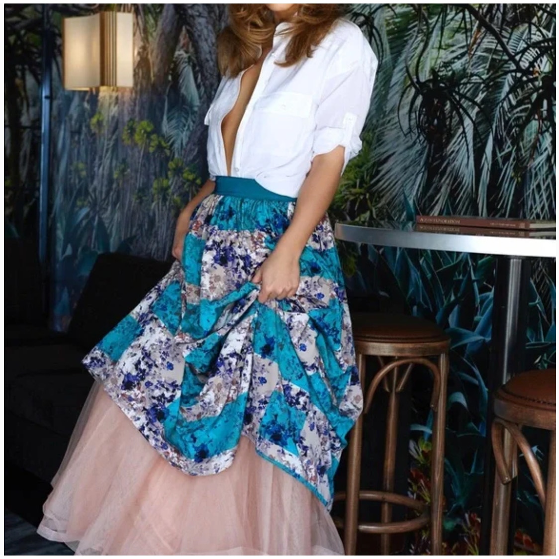Anthropologie Moulinette Soeurs Novella Maxi Skirt 6 Ball Gown Teal Tulle Glam