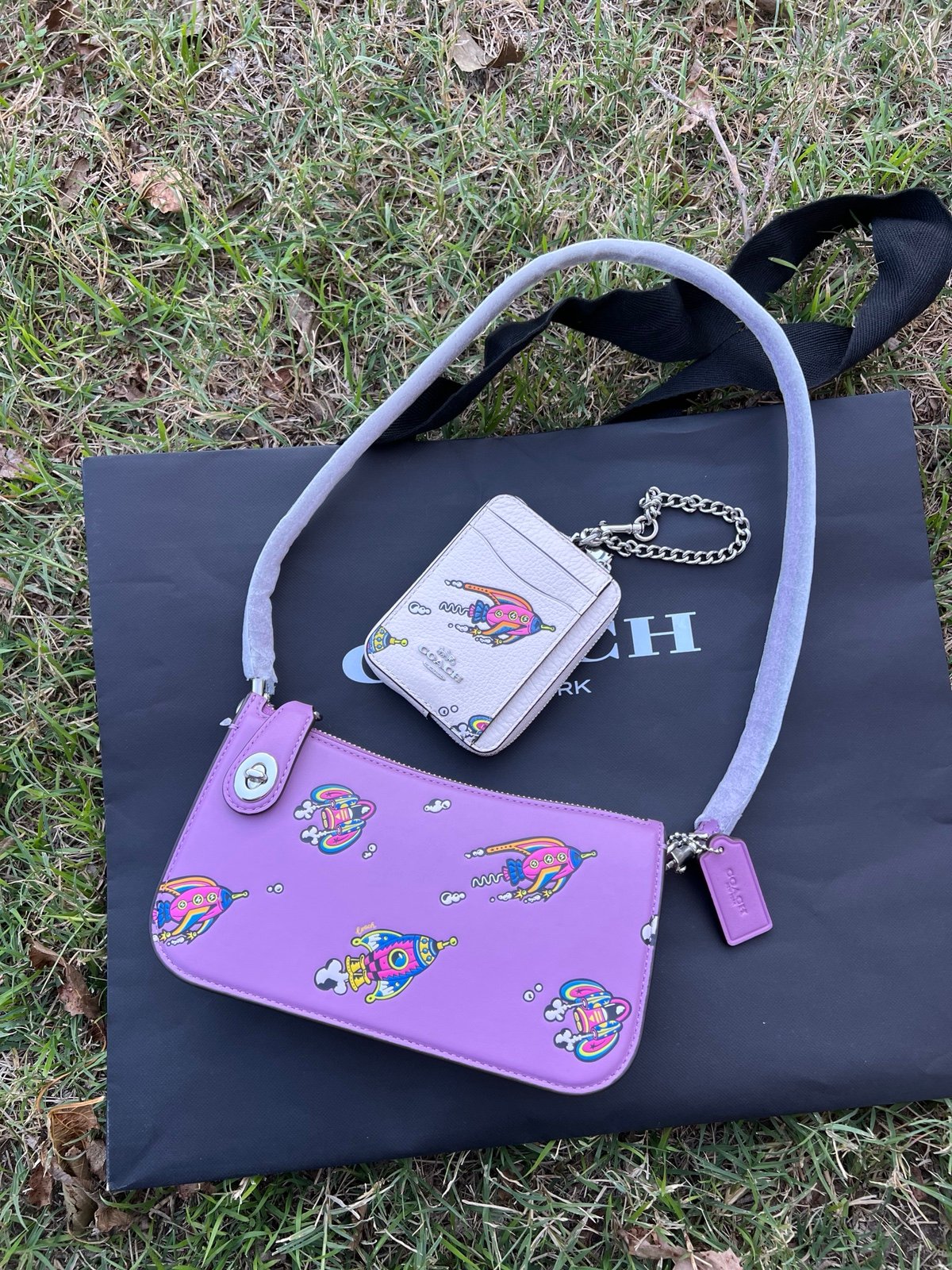 COSMIC COACH PENN SHOULDER BAG WITH ROCKET PRINT and CARD CASE