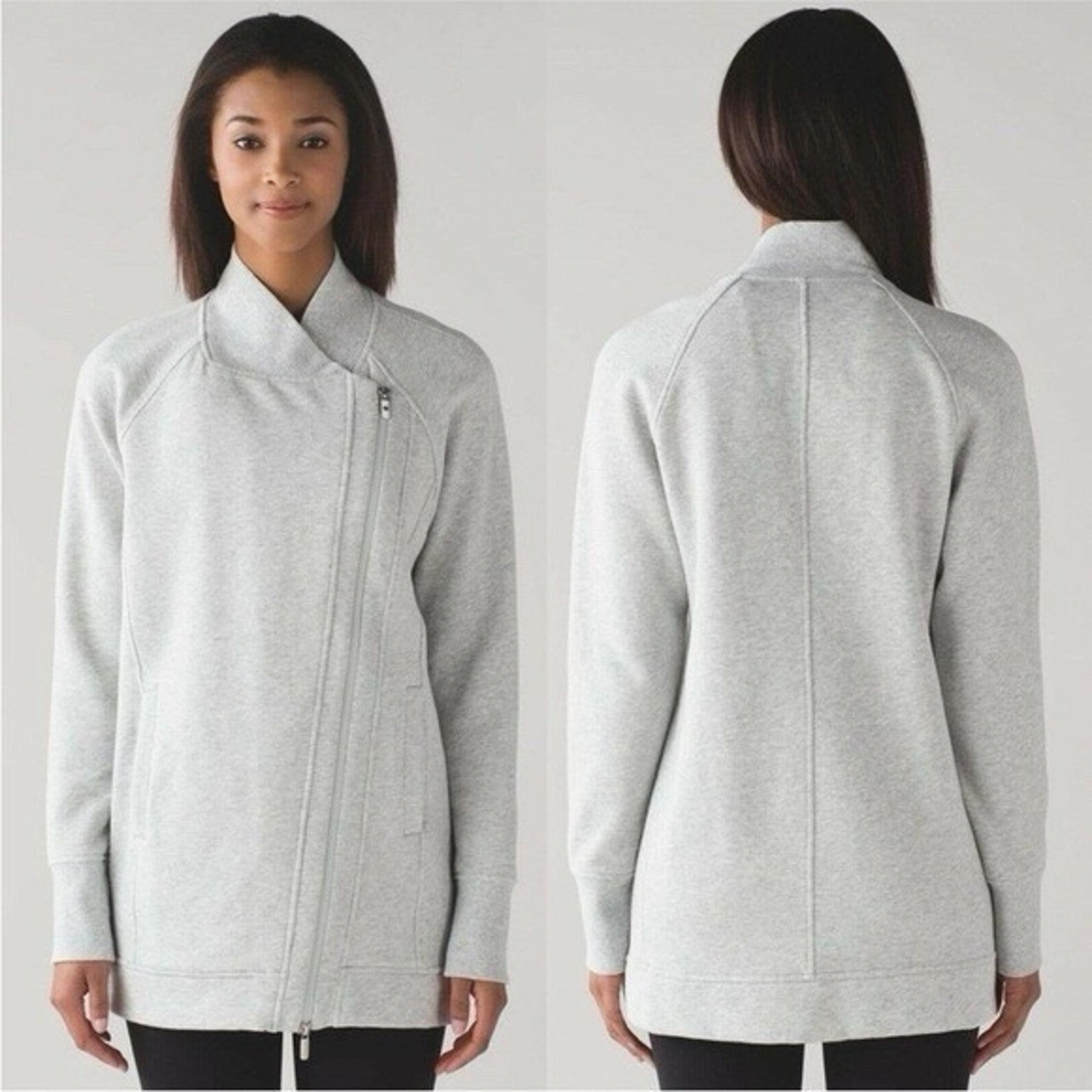Lululemon Back To It Wrap Jacket 4 Gray Cotton Fleece Zip Up Yoga