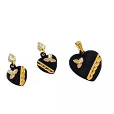 Black Hills Gold Onyx Heart Pendant and Earning set
