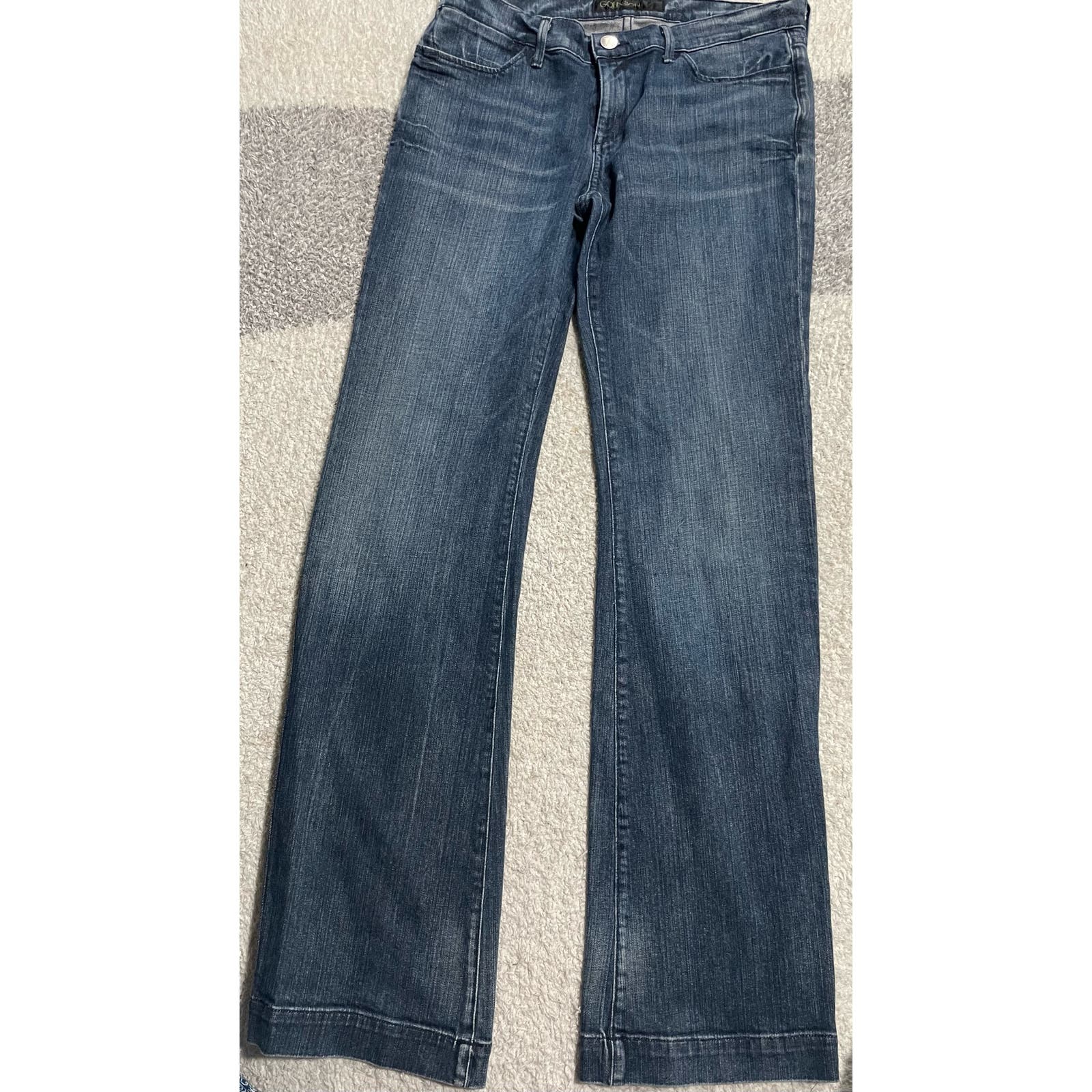 Goldsign Womens 32 Wide Leg Stretch Mid Rise Jeans Blue USA Made W1260-1405TW1
