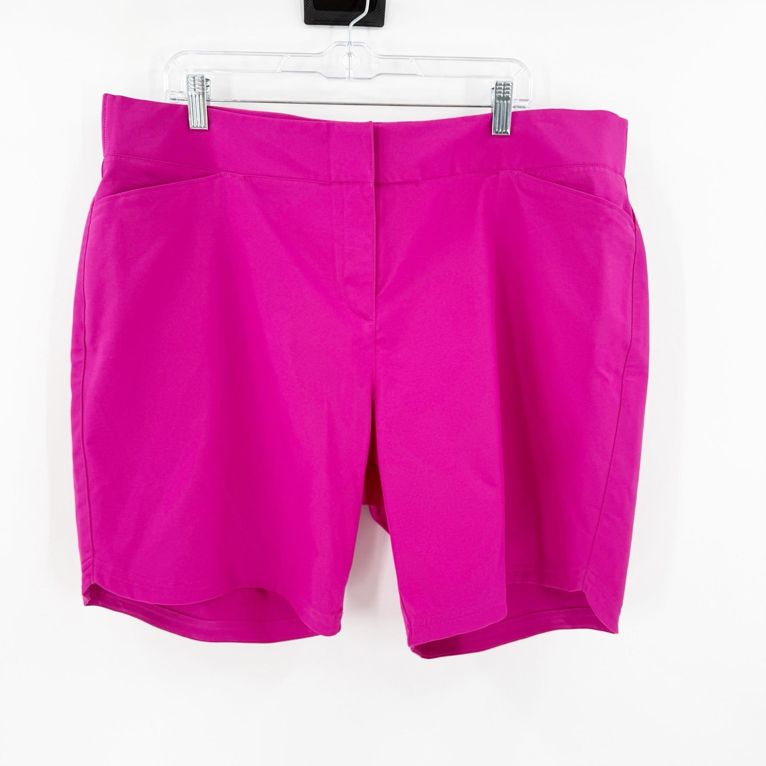 PUMA Pink High Rise Flat Front Zip Fly Chino Casual Golf Shorts Women's Size XXL
