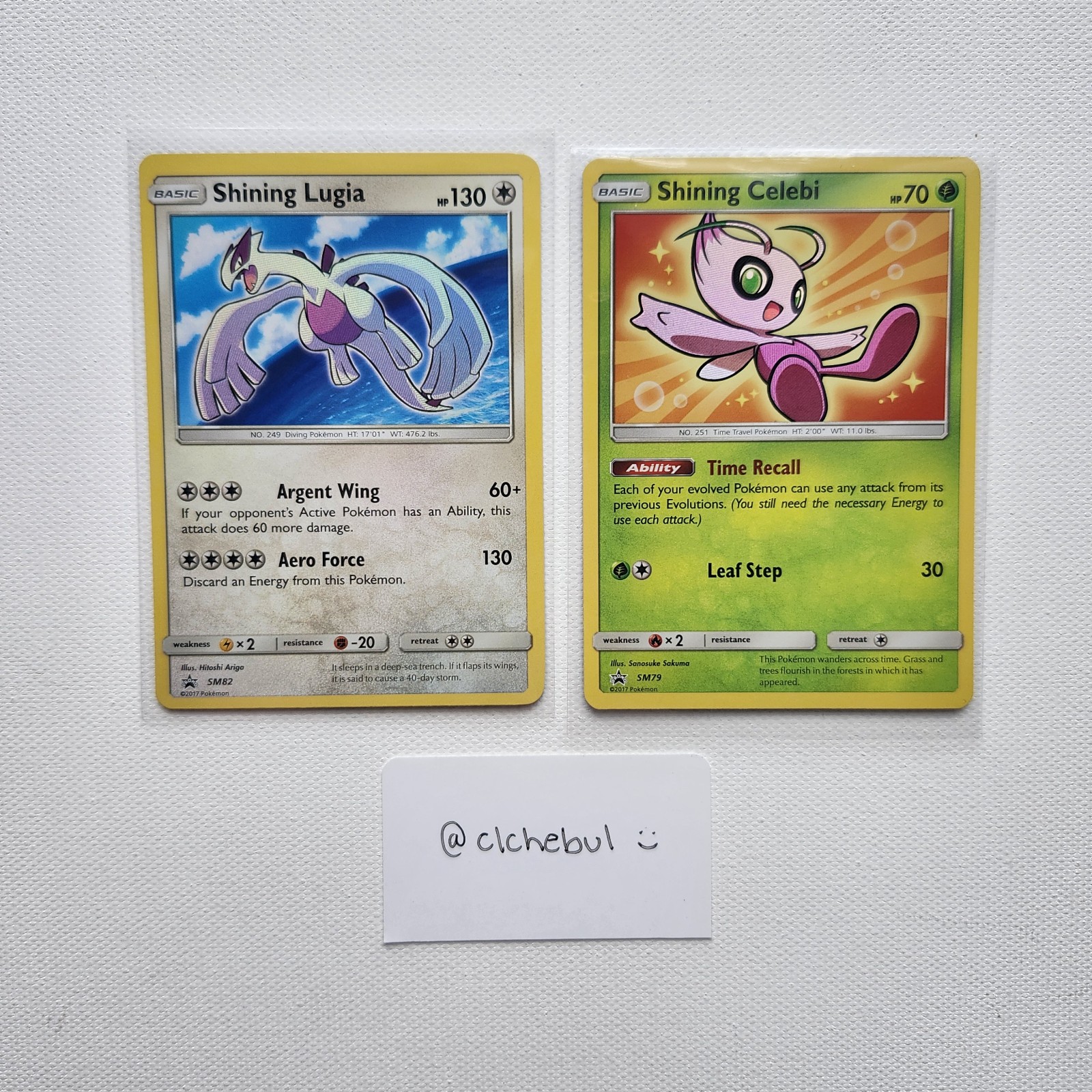 Pokemon Shining Lugia & Shining Celebi Lot - Sun & Moon Black Star Promo Cards