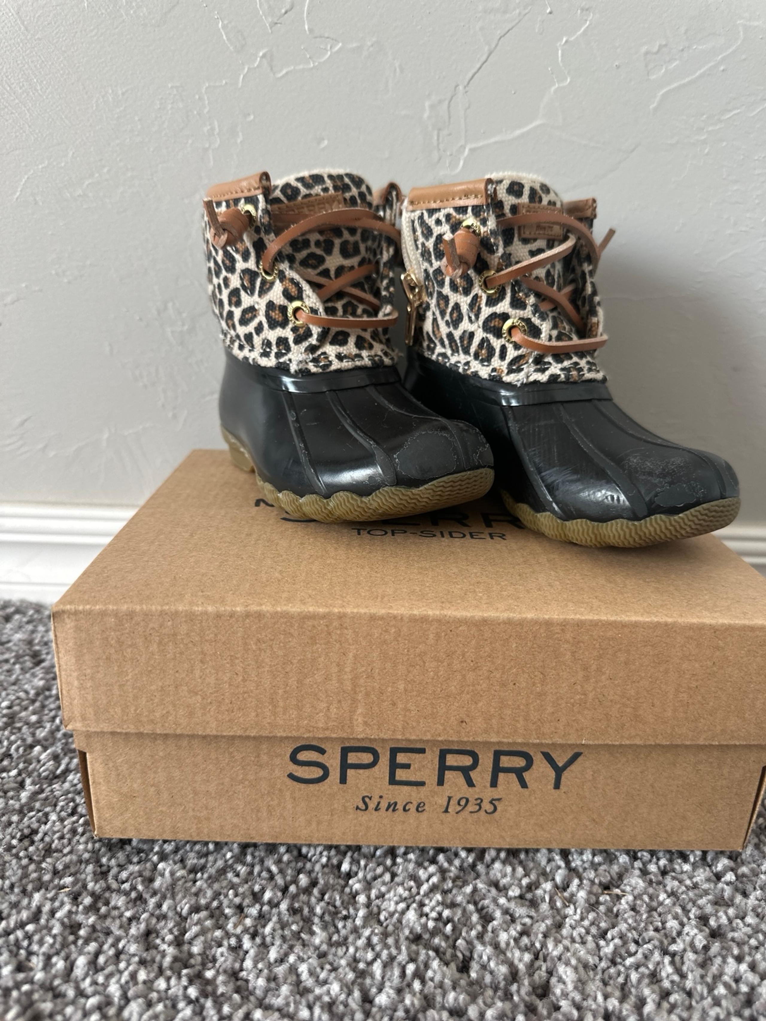 Toddler Sperry Duck Boots Leopard size 7T