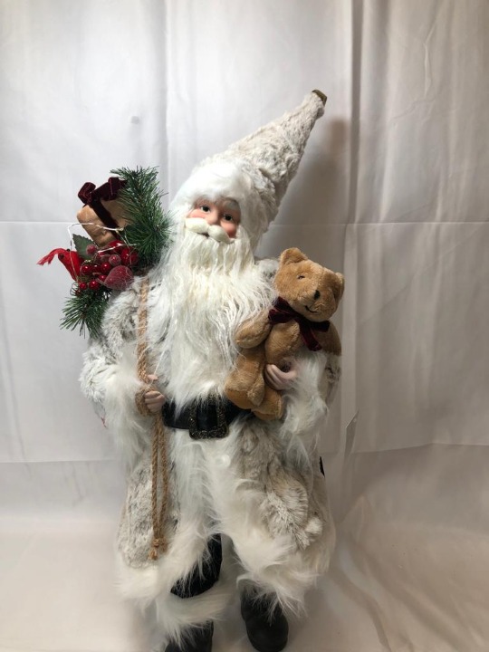 Dennis Basso 20 Talking Santa Claus w/ Faux Fur Trim