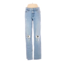Joe's Jeans Light Wash Distressed The Niki Mid Rise Boyfriend Raw Hem Denim 26