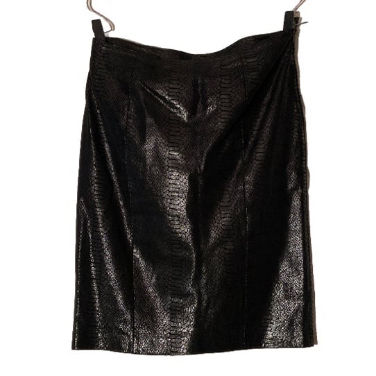 Thalian Genuine Leather Skirt Womens 10 Reptile Snakeskin Shimmer Black Lined