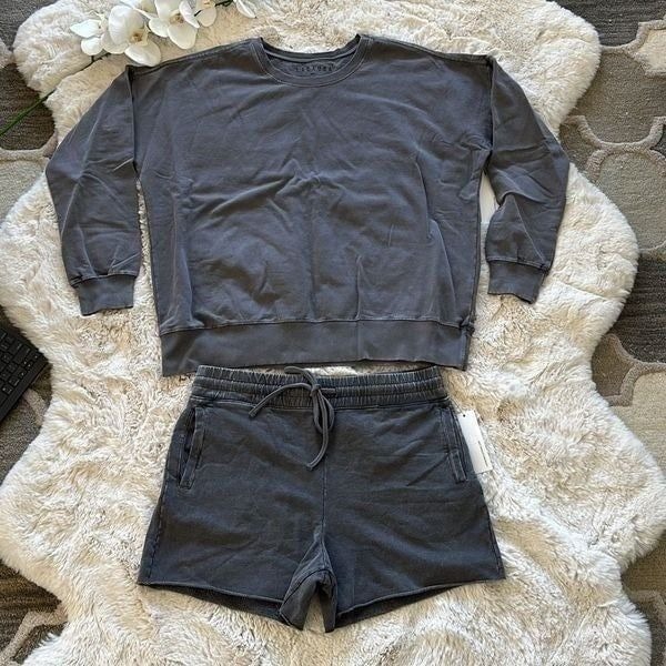 LACAUSA Set Sweatshirt & Shorts Grey Size M