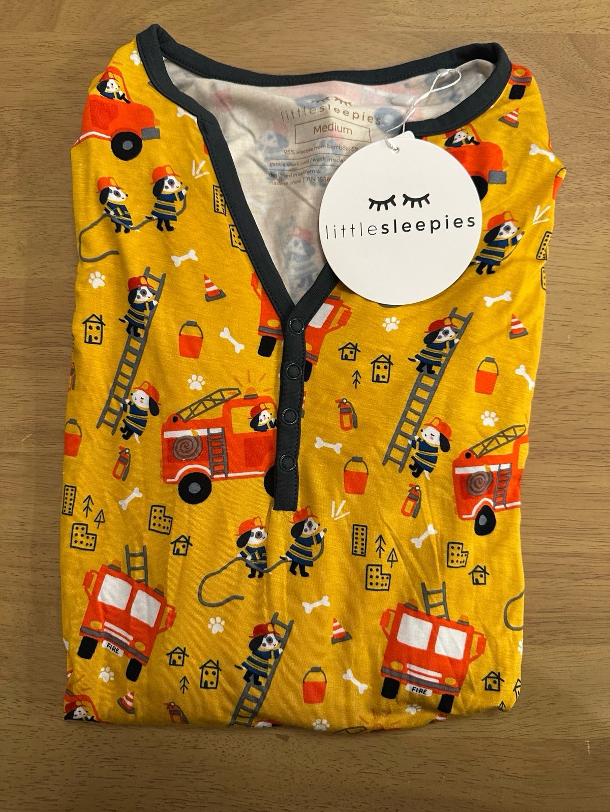 Little Sleepies Fire Truck Pups women’s long sleeve shirt • medium • NWT