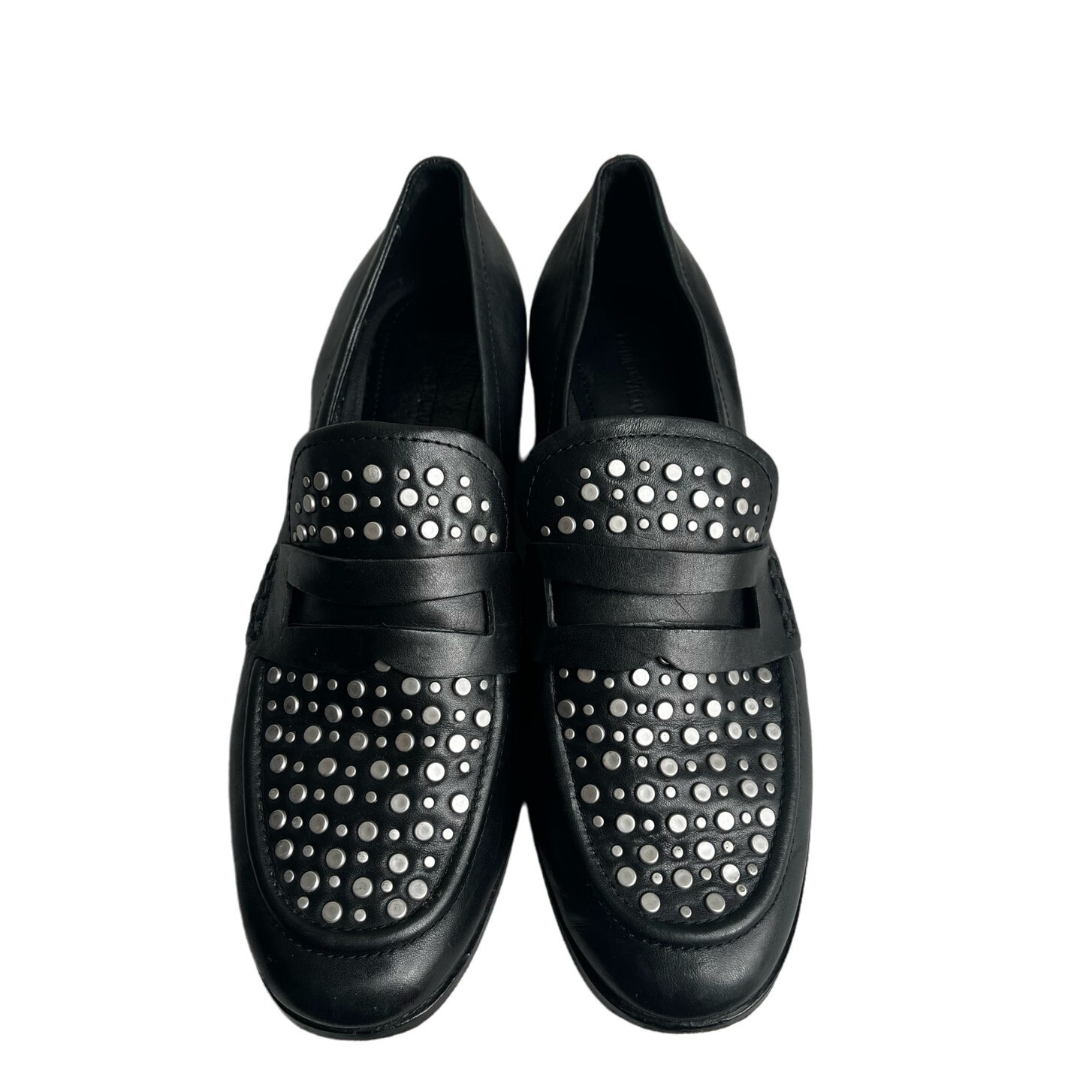 POUR LA VICTOIRE LAVIS STUDDED LEATHER LOAFER in Black Women's sz. 8.5