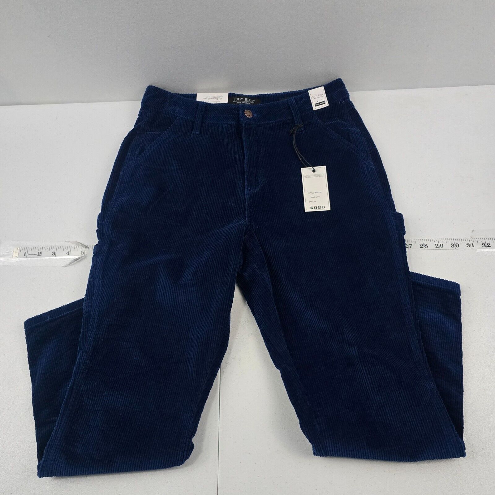 Judy Blue high waisted blue corduroy pants womens slim fit 28 navy NWT 4948