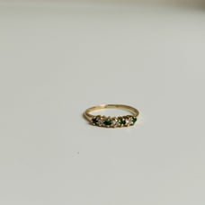 Thin emerald diamond 14k gold ring