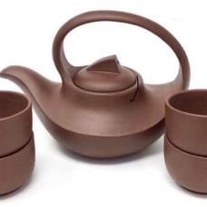 junmei#2356YiXing Clay Teapot & Cups VTG